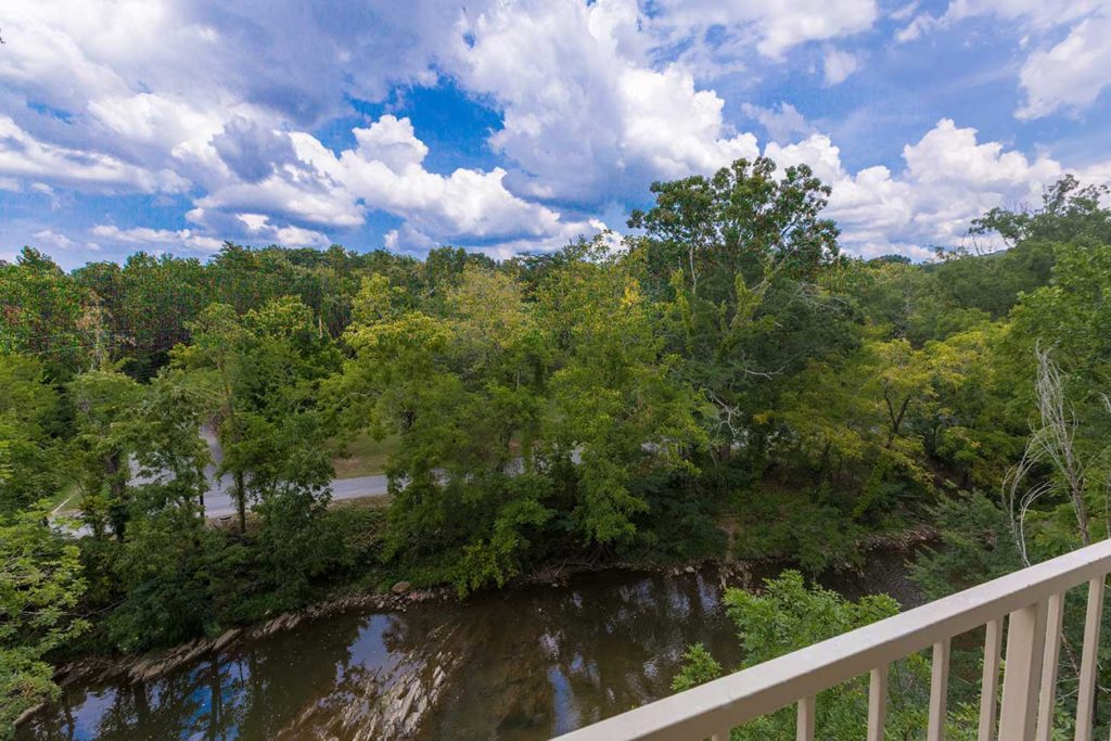 View of Pigeon River from hotel balcony